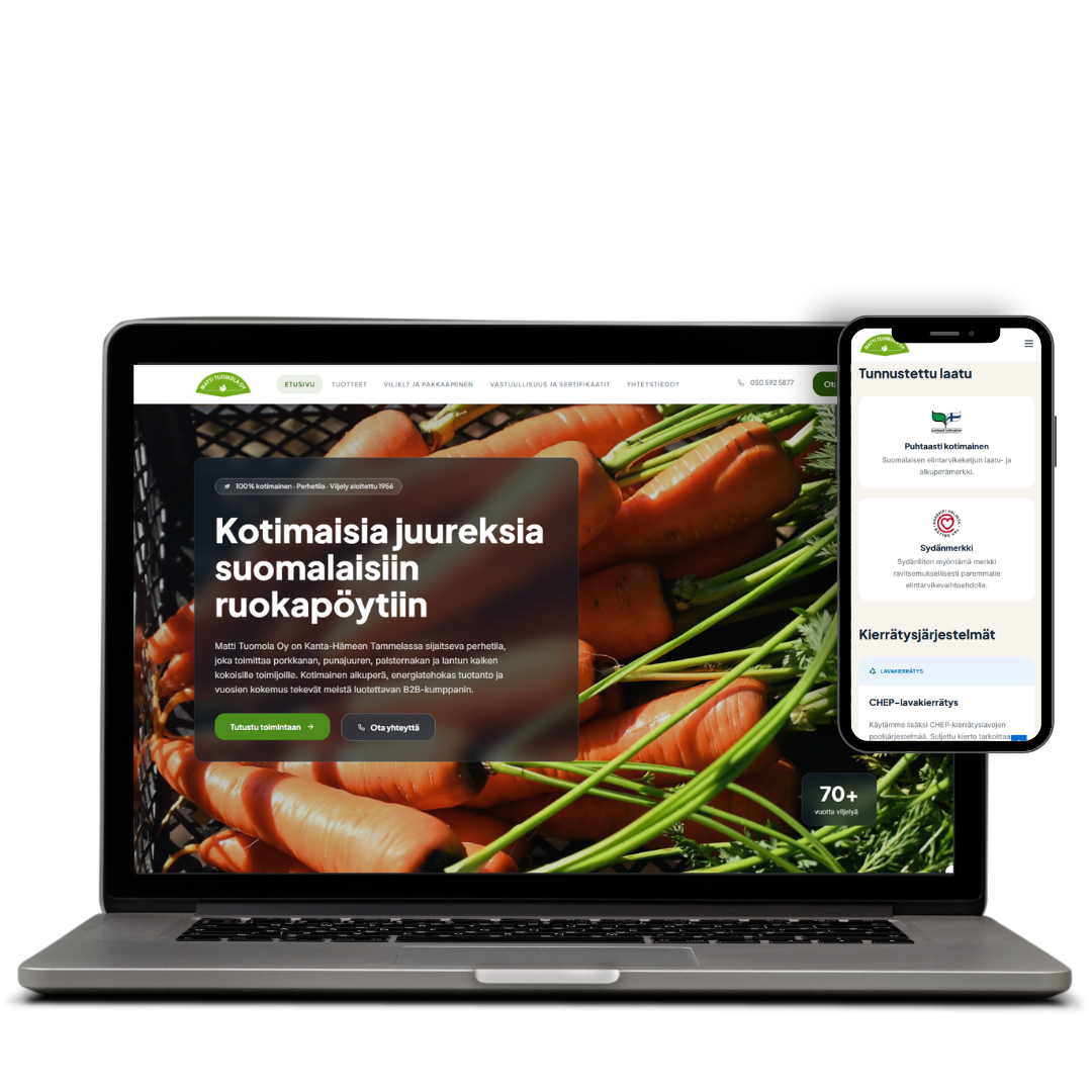 Matti Tuomola Oy: verkkosivuston esittely