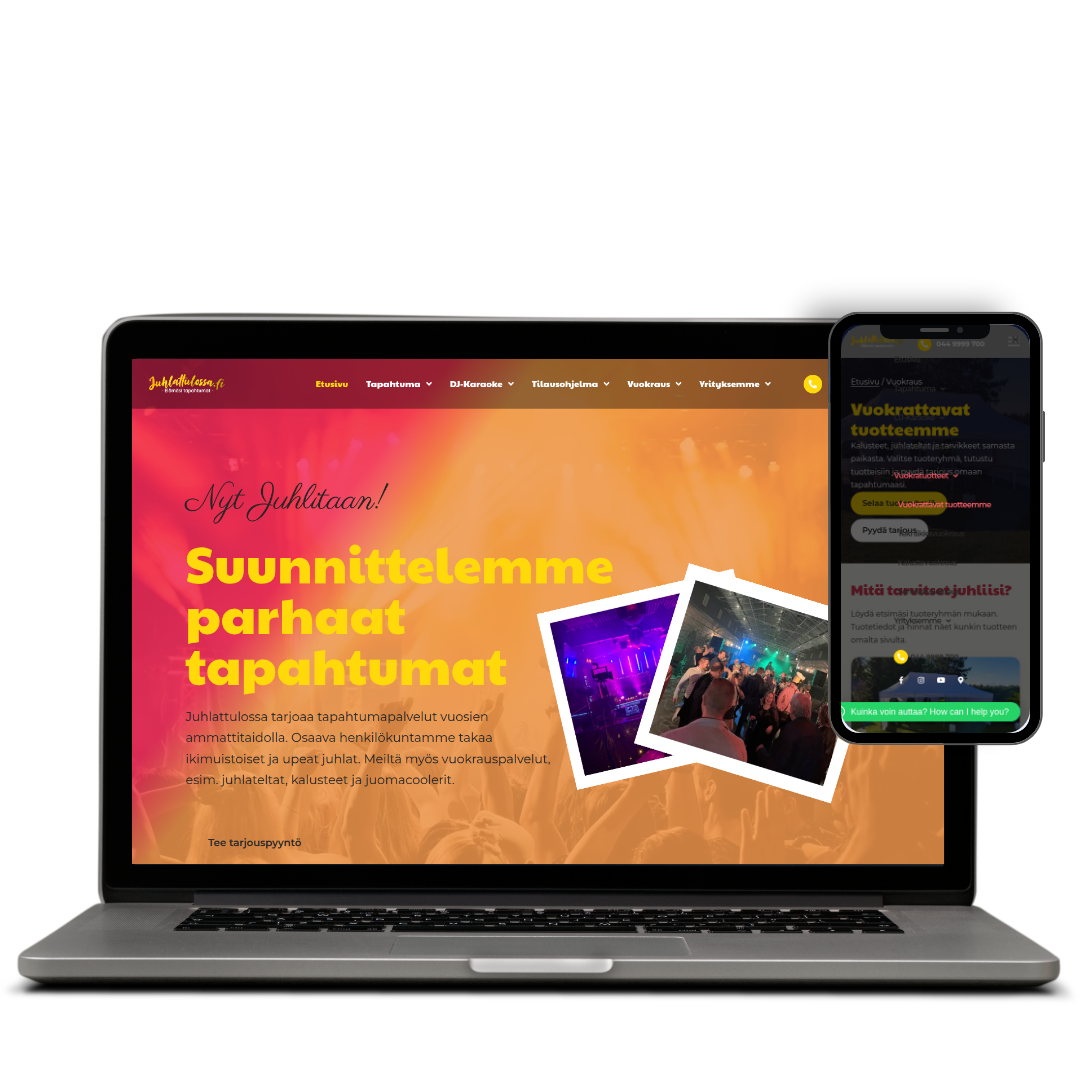 Juhlattulossa.fi-etusivu ennen uudistusta