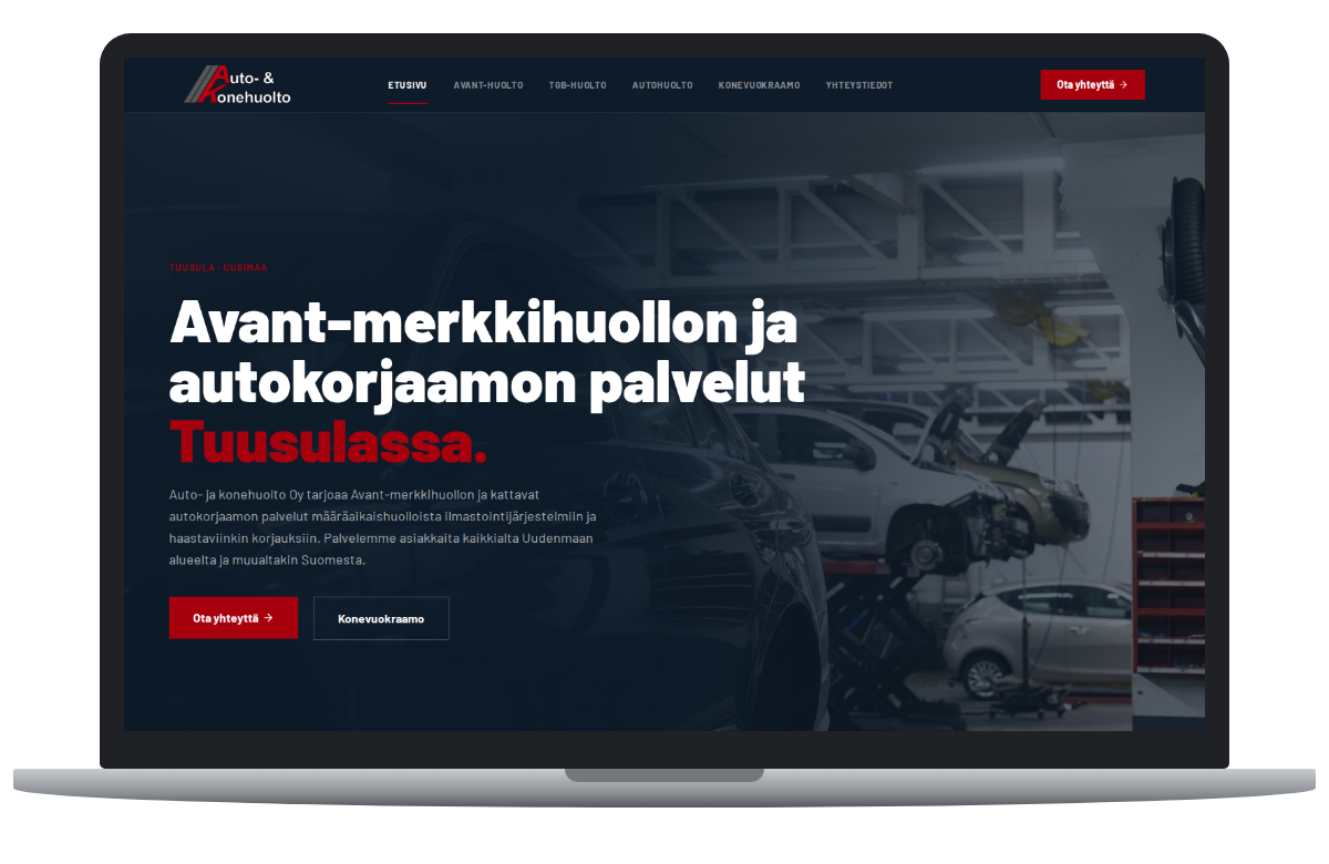 Luhtaniemen verkkosivusto tietokoneen näytöllä